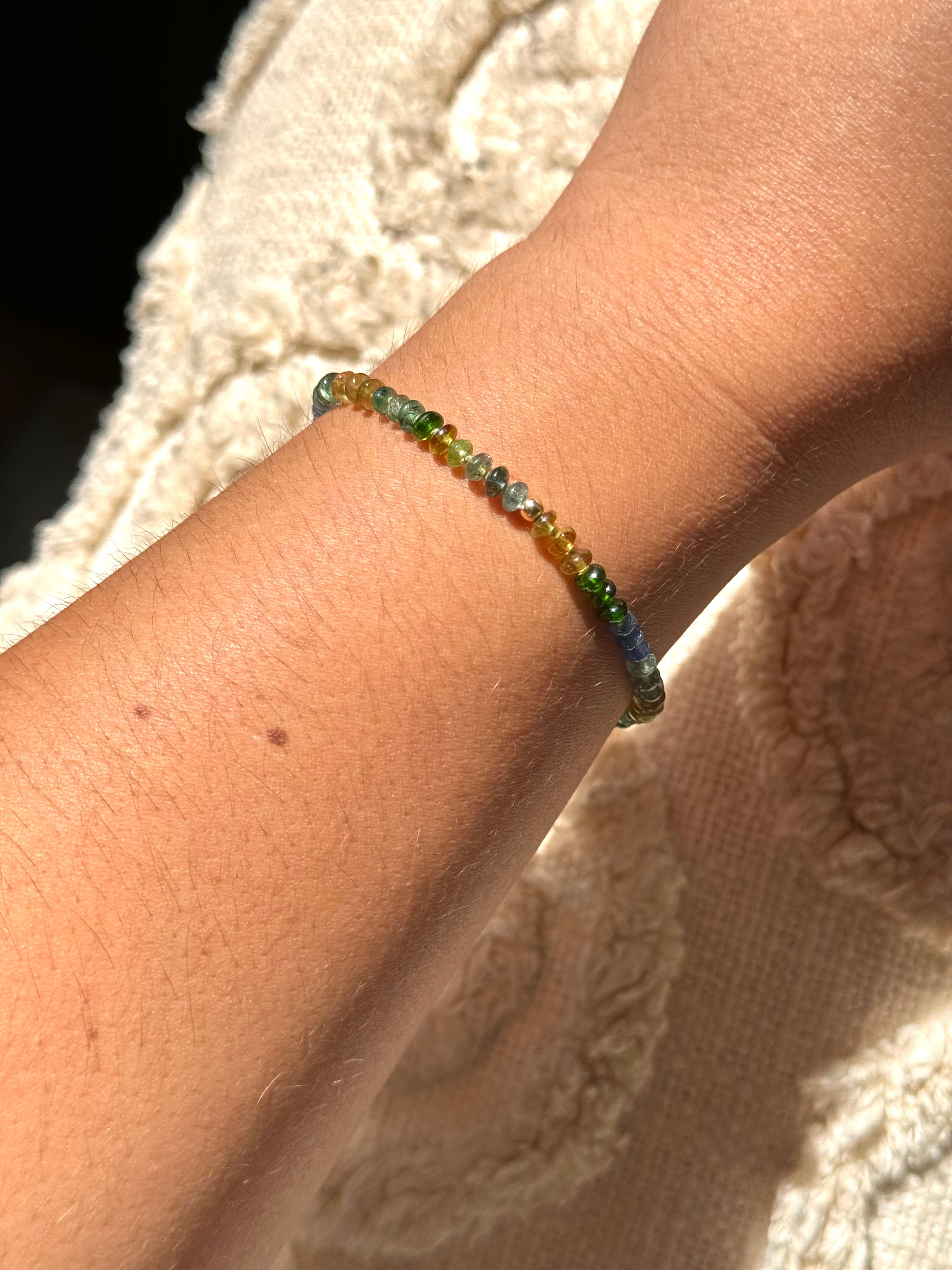 Blues, Greens Tan & Gold Bracelet